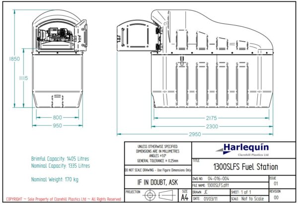 Harlequin 1300 Litre Slimline Fuel Station - Image 2
